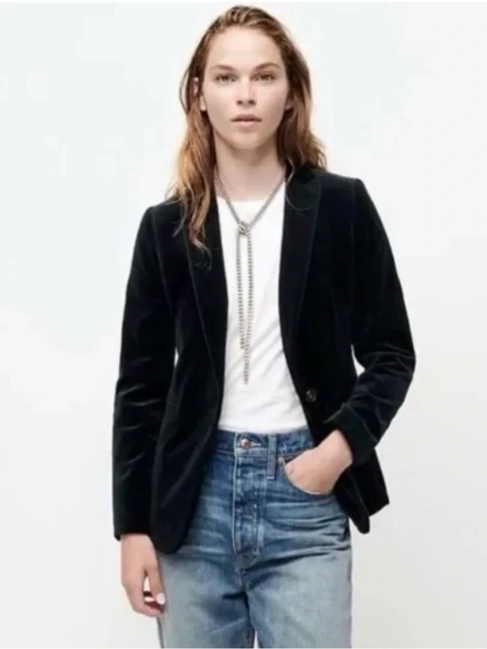 J. Crew Parke Black Velvet Blazer Jacket - Women's